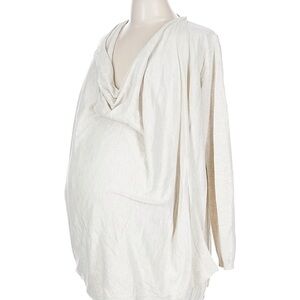 Draped Cowl Neck Long Sleeve Maternity Top in Ivory